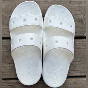 Crocs slip on sandals, white, women’s size 9